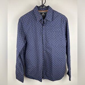 MBX Premium Goods Navy Blue Patterned Men’s Button Down Shirt - Size M